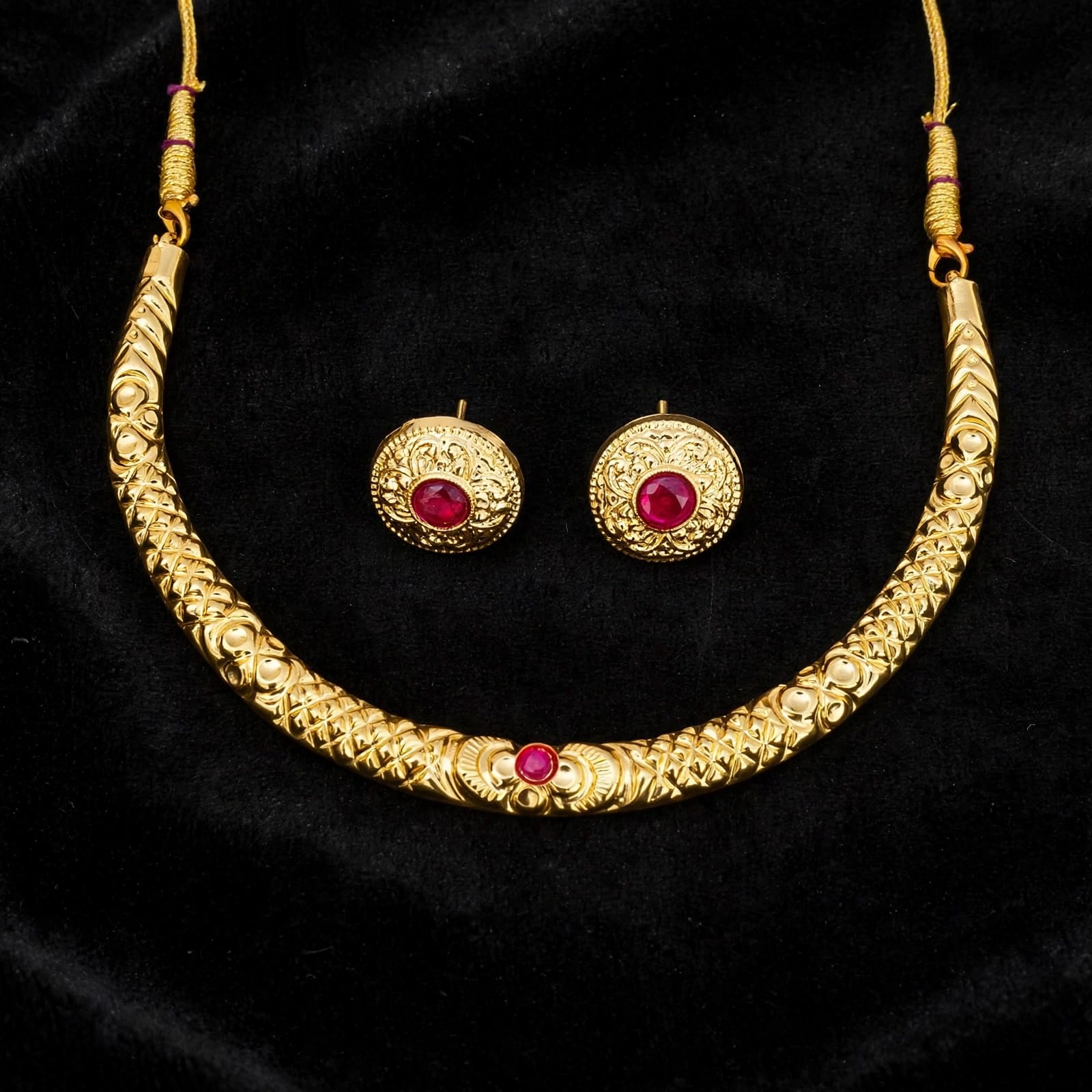 Hasli Necklace Earrings Set J0793 3 Hasli Necklace Earrings Set J0793