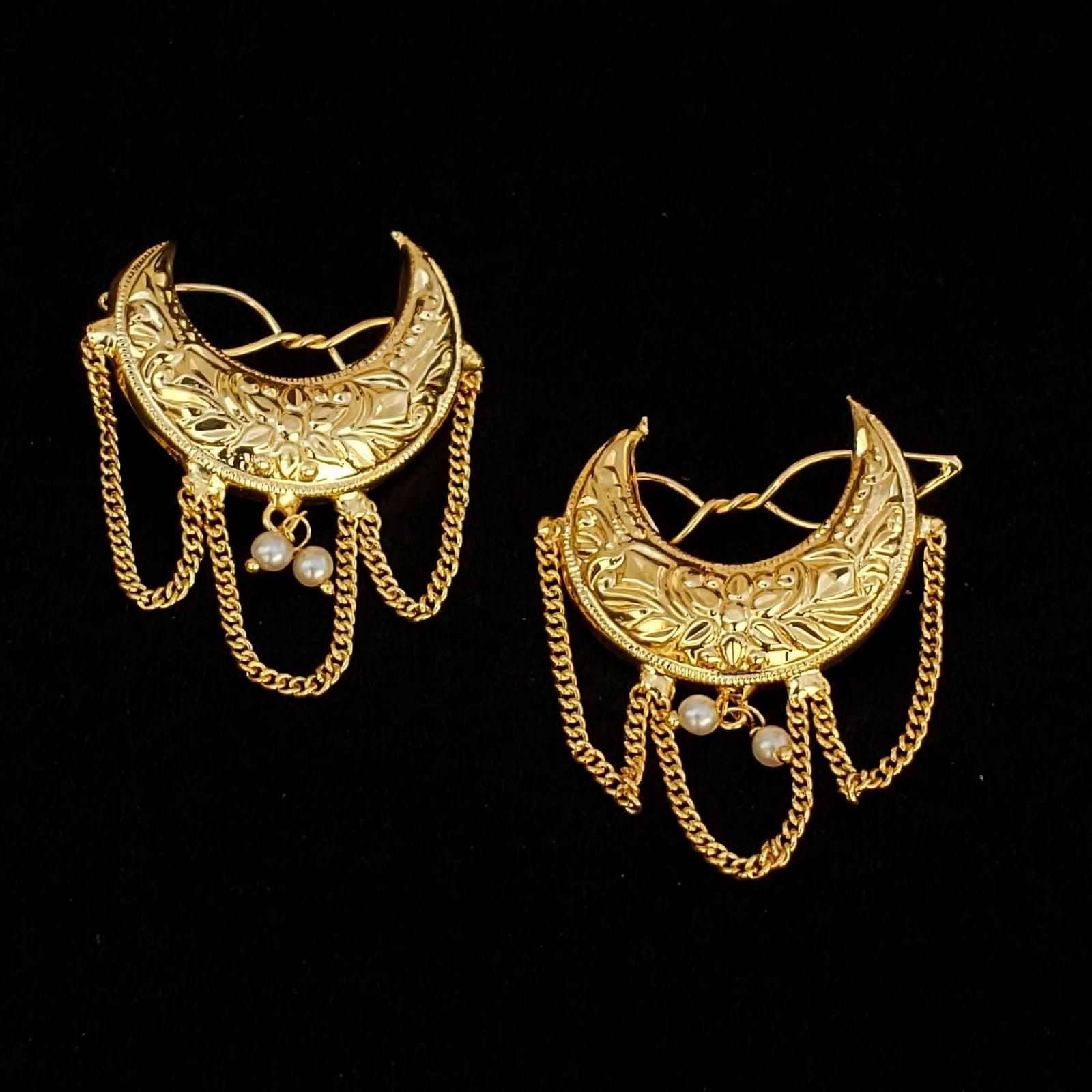 Chandrama Hair Clips Pair J0794 3 Chandrama Hair Clips Pair J0794