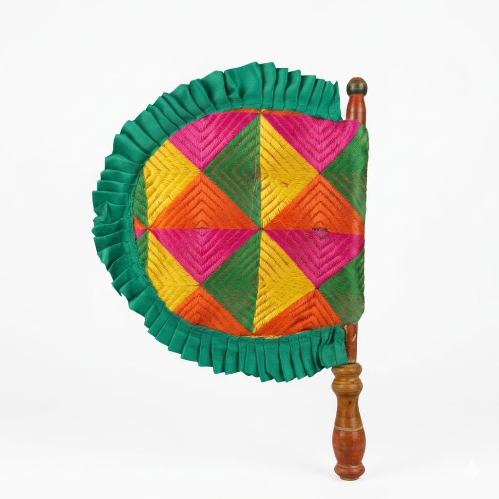 Phulkari Pakhi Hand Fan T0406