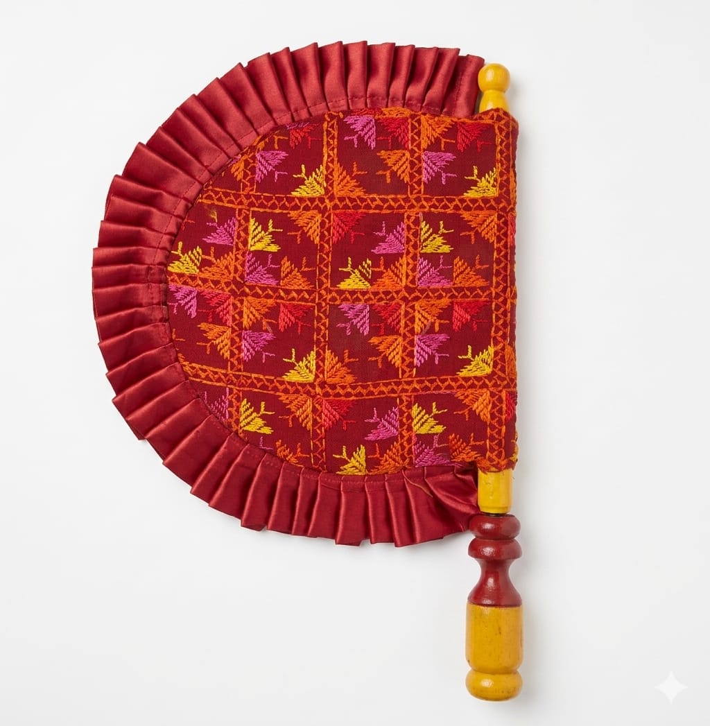 Phulkari Bagh Pakhi Hand Fan T0407 3 Phulkari Bagh Pakhi Hand Fan T0407