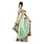 Lime Green Wedding Party Wear Saree DN1010