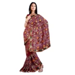 Burgundy Embroidered Wedding Saree DN1015