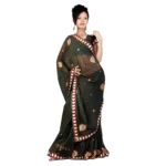 Dark Green Embroidered Saree DN1028