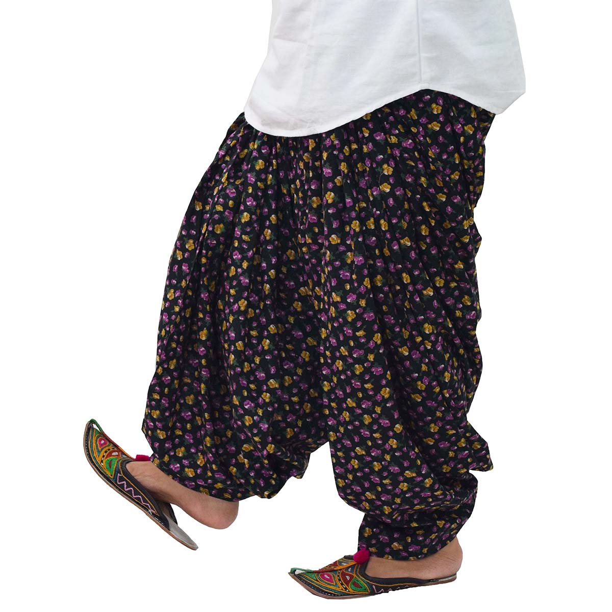 Black Printed Cotton Patiala Pants PPS293 2 Black Printed Cotton Patiala Pants PPS293