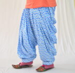 White Blue Print Cotton Patiala Salwar PPS334