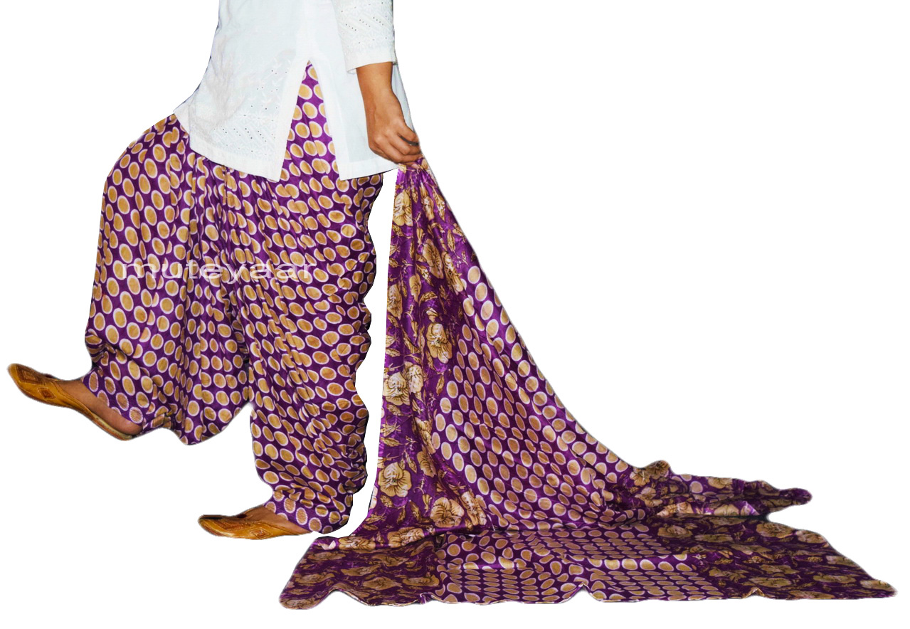 Purple Printed Cotton Patiala Dupatta Set PSD149