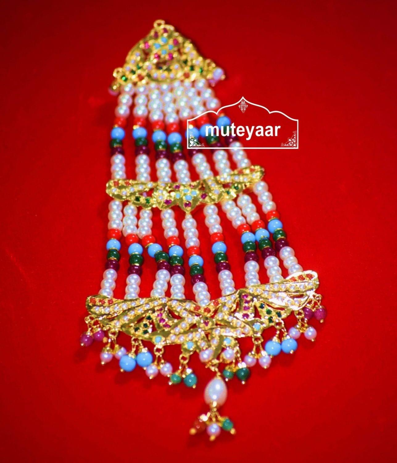 Jadau Work Traditional Punjabi Jewellery PASA Hair Accessory J0304 3 jadau passa J0304